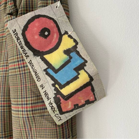 Vintage 1987 Ollie High Waist Olive Green Plaid Mom Pants NWTs Junior 11 Large - Picture 3 of 9